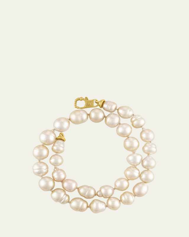 Golden South Sea Pearl Strand Necklace with Large Fibula Clasp